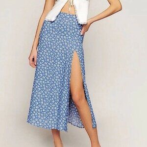 Reformation - Zoe Blue Floral Skirt